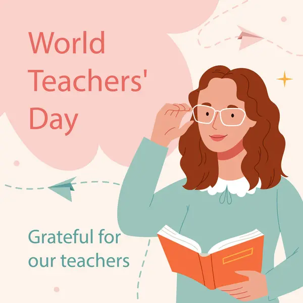 Célébration Journée Mondiale Des Enseignants Isolés Sur Fond Blanc Illustration Graphismes Vectoriels