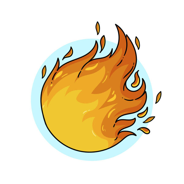 A vibrant cartoon illustration of a fireball created with liquid art and electric blue colors, perfect for graphics, logos, and illustrations. The drawing stands out on a white background