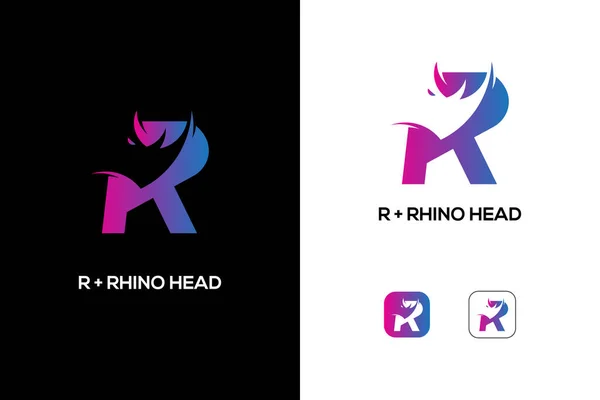 Carta Cabeça Rinoceronte Criativo Logotipo Design Ícone Ilustrador Arquivo Vetorial —  Vetores de Stock
