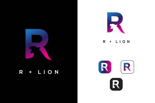 字母R和狮形创意标志设计图标 — 图库矢量图片