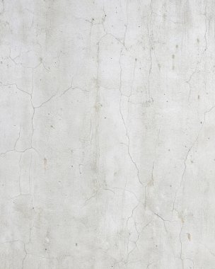 Kırık beyaz beton duvar dokusu, ince çatlaklar ve yıpranmış yüzey.