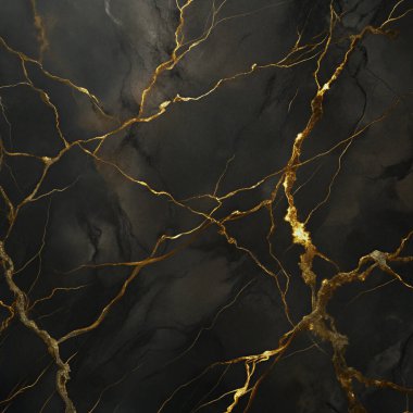 Altın Damarlı Siyah Mermer Doku Lüks Soyut Taş Arkaplan