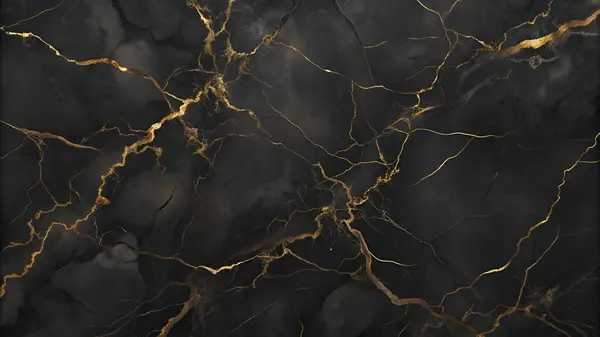 Altın Damarlı Siyah Mermer Doku Lüks Soyut Taş Arkaplan