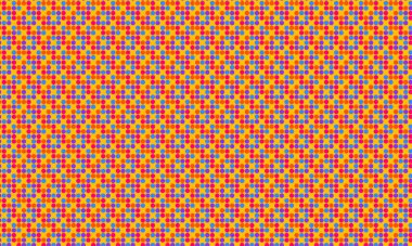 Sıkıca paketlenmiş renkli noktalarla enerji dolu dikişsiz daireler, tekstil, dijital tasarım ve modern dekoratif projeler için mükemmel..