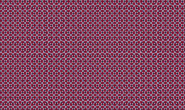 Birbirine kenetlenmiş dairesel şekillerden oluşan ve simetrik ve pürüzsüz bir düzende taç yaprağı benzeri motifler oluşturan çiçek deseni tekrarlanıyor.