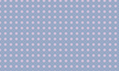 Alternatif taç yaprağı patlamaları ve simetrik bir düzende dizilmiş dört yapraklı çiçek unsurları içeren dekoratif, pürüzsüz çiçek deseni..