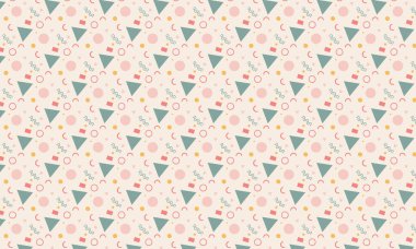 Memphis şablonunu eğlenceli geometrik elementler ve cesur soyut formlarla tekrarlamak, retro tasarım, tekstil ve yaratıcı arka planlar için idealdir..