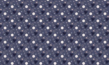 Memphis şablonunu eğlenceli geometrik elementler ve cesur soyut formlarla tekrarlamak, retro tasarım, tekstil ve yaratıcı arka planlar için idealdir..