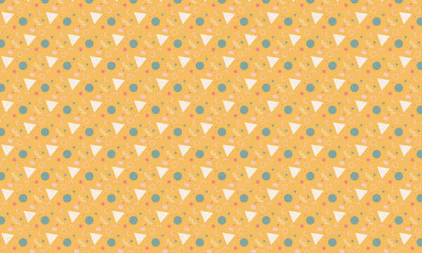 Repeating Memphis pattern with playful geometric elements and bold abstract forms, ideal for retro design, textiles, and creative backgrounds.