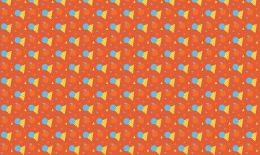 Tekrarlayan Memphis tasarımı dinamik çemberler, üçgenler ve noktalı dokular içerir. Yaratıcı arka planlar, tekstil ve retro stiller için idealdir..