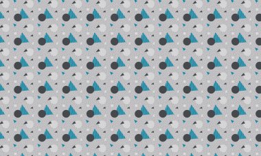 Tekrarlayan Memphis tasarımı dinamik çemberler, üçgenler ve noktalı dokular içerir. Yaratıcı arka planlar, tekstil ve retro stiller için idealdir..