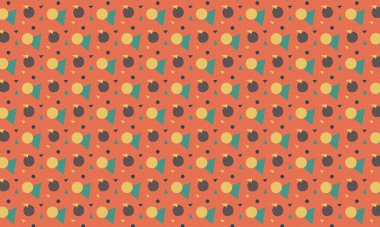 Tekrarlayan Memphis tasarımı dinamik çemberler, üçgenler ve noktalı dokular içerir. Yaratıcı arka planlar, tekstil ve retro stiller için idealdir..