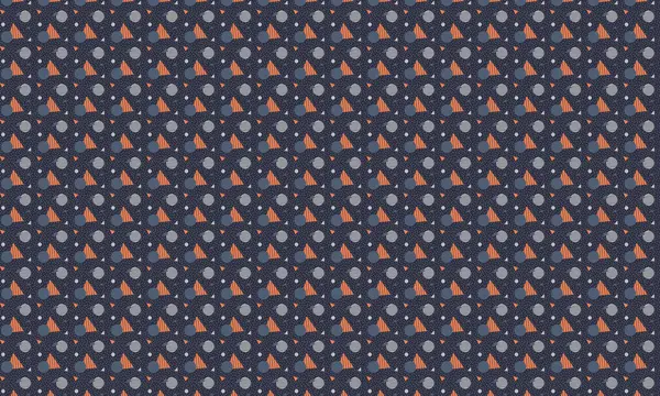 Tekrarlayan Memphis tasarımı dinamik çemberler, üçgenler ve noktalı dokular içerir. Yaratıcı arka planlar, tekstil ve retro stiller için idealdir..