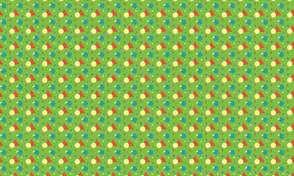 Tekrarlayan Memphis tasarımı dinamik çemberler, üçgenler ve noktalı dokular içerir. Yaratıcı arka planlar, tekstil ve retro stiller için idealdir..