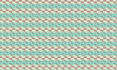 Soyut geometrik şekiller ve koyu arkaplanda retro tasarım tarzıyla Memphis deseni tekrarlanıyor.