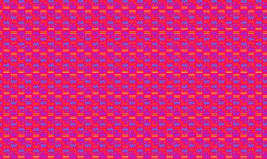 Soyut geometrik şekiller ve koyu arkaplanda retro tasarım tarzıyla Memphis deseni tekrarlanıyor.