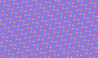 Soyut geometrik şekiller ve koyu arkaplanda retro tasarım tarzıyla Memphis deseni tekrarlanıyor.