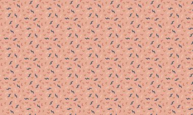 Soyut zikzak çizimleri ve köşeli şekiller içeren Memphis tarzı arka plan retro geometrik düzende tekrarlanıyor.