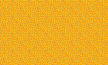 Soyut zikzak çizimleri ve köşeli şekiller içeren Memphis tarzı arka plan retro geometrik düzende tekrarlanıyor.