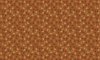 Soyut zikzak çizimleri ve köşeli şekiller içeren Memphis tarzı arka plan retro geometrik düzende tekrarlanıyor.