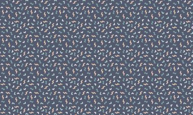 Soyut zikzak çizimleri ve köşeli şekiller içeren Memphis tarzı arka plan retro geometrik düzende tekrarlanıyor.