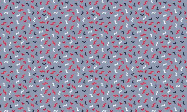 Soyut zikzak çizimleri ve köşeli şekiller içeren Memphis tarzı arka plan retro geometrik düzende tekrarlanıyor.