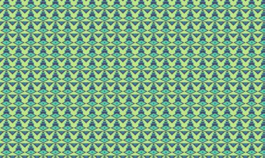 Geometrik şekiller, elmas motifleri ve kültürel elementlerle simetrik yerleşimi içeren tekrarlayan Fas tarzı şablon.