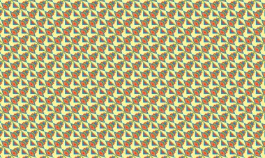 Geometrik şekiller, elmas motifleri ve kültürel elementlerle simetrik yerleşimi içeren tekrarlayan Fas tarzı şablon.