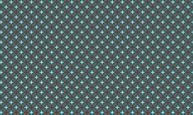 Cesur haç ve elmas motiflerini geometrik ızgara düzeninde sıralayan soyut yeni tip dikişsiz desen.