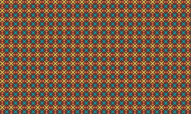 Cesur haç ve elmas motiflerini geometrik ızgara düzeninde sıralayan soyut yeni tip dikişsiz desen.