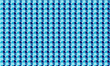 Çeyrek dairelerin soyut şablonu tekrarlanarak simetrik düzenle canlı bir geometrik tasarım oluşturuluyor.