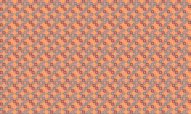 Modern bir soyut arkaplan için tek bir geometrik ızgarada düzenlenmiş özgün çizilmiş karelerin renkli yinelenen şablonu.