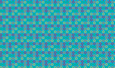 Modern bir soyut arkaplan için tek bir geometrik ızgarada düzenlenmiş özgün çizilmiş karelerin renkli yinelenen şablonu.