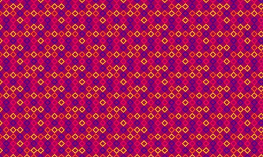 Modern bir soyut arkaplan için tek bir geometrik ızgarada düzenlenmiş özgün çizilmiş karelerin renkli yinelenen şablonu.