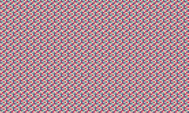 Küçük renkli karelerin yoğun yinelenen deseni köşegen bir şebekede pikselleştirilmiş, geometrik mozaik oluşturur.