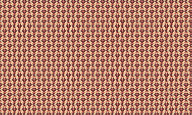 Küçük renkli karelerin yoğun yinelenen deseni köşegen bir şebekede pikselleştirilmiş, geometrik mozaik oluşturur.