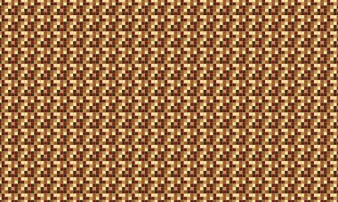 Küçük renkli karelerin yoğun yinelenen deseni köşegen bir şebekede pikselleştirilmiş, geometrik mozaik oluşturur.