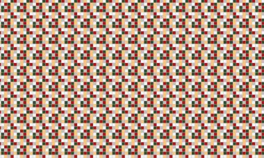 Küçük renkli karelerin yoğun yinelenen deseni köşegen bir şebekede pikselleştirilmiş, geometrik mozaik oluşturur.