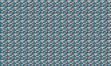 Küçük renkli karelerin yoğun yinelenen deseni köşegen bir şebekede pikselleştirilmiş, geometrik mozaik oluşturur.