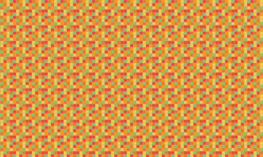 Küçük renkli karelerin yoğun yinelenen deseni köşegen bir şebekede pikselleştirilmiş, geometrik mozaik oluşturur.