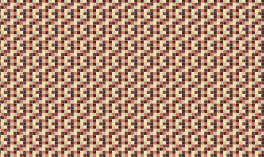 Küçük renkli karelerin yoğun yinelenen deseni köşegen bir şebekede pikselleştirilmiş, geometrik mozaik oluşturur.