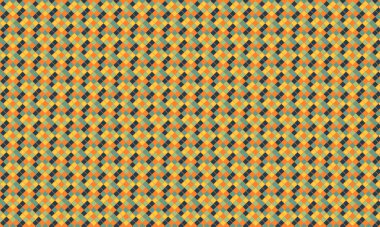 Küçük renkli karelerin yoğun yinelenen deseni köşegen bir şebekede pikselleştirilmiş, geometrik mozaik oluşturur.