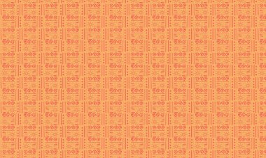 Etnik semboller, spiraller ve çizgiler içeren tekstil ve dekor için mükemmel canlı geometrik düzende tekrarlanan kabile tasarımı.