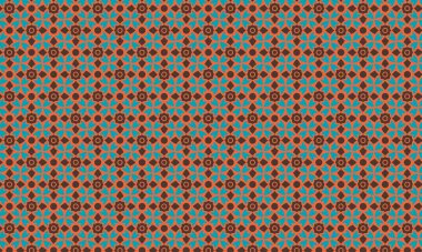 Simetrik bir düzende çiçek ve taç yaprağına benzer elementler içeren batik desenlerin tekstil, arka plan ve etnik tasarım için ideali tekrarlanması.