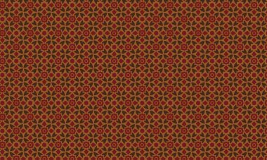 Simetrik bir düzende çiçek ve taç yaprağına benzer elementler içeren batik desenlerin tekstil, arka plan ve etnik tasarım için ideali tekrarlanması.