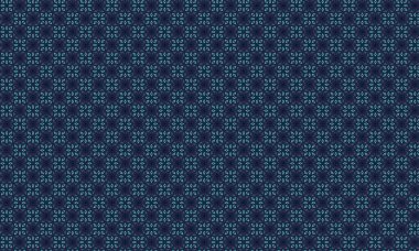 Şekillendirilmiş çiçek elementleri, dairesel aksanlar ve geometrik simetri içeren kusursuz batik desen, tekstil ve geleneksel tasarım için idealdir..