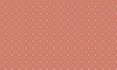 Şekillendirilmiş çiçek elementleri, dairesel aksanlar ve geometrik simetri içeren kusursuz batik desen, tekstil ve geleneksel tasarım için idealdir..