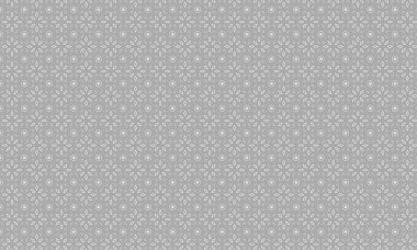 Şekillendirilmiş çiçek elementleri, dairesel aksanlar ve geometrik simetri içeren kusursuz batik desen, tekstil ve geleneksel tasarım için idealdir..