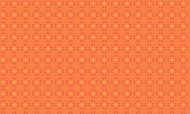 Şekillendirilmiş çiçek elementleri, dairesel aksanlar ve geometrik simetri içeren kusursuz batik desen, tekstil ve geleneksel tasarım için idealdir..