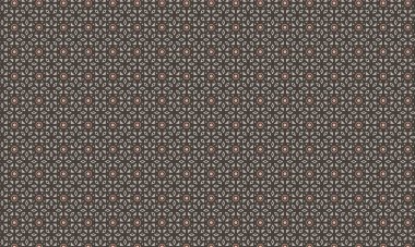 Şekillendirilmiş çiçek elementleri, dairesel aksanlar ve geometrik simetri içeren kusursuz batik desen, tekstil ve geleneksel tasarım için idealdir..